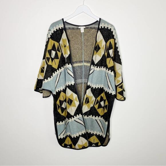 H&M | Southwest Aztec Print Long Poncho Cardigan - Picture 2 of 8